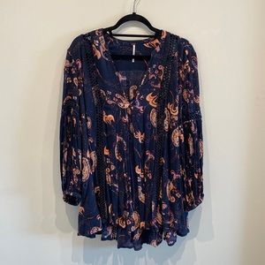 free people long sleeve paisley eyelet tunic